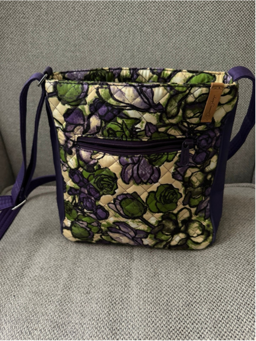 Donna Sharp Monterey crossbody bag purple green floral with purple straps